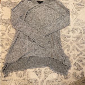 Grey sweater with raw edge trim